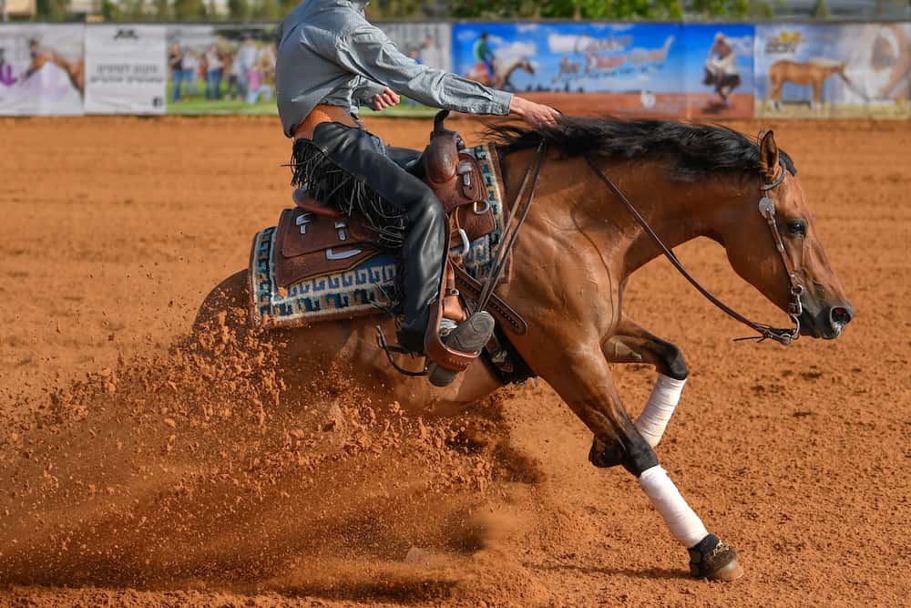 Person riding a running horse